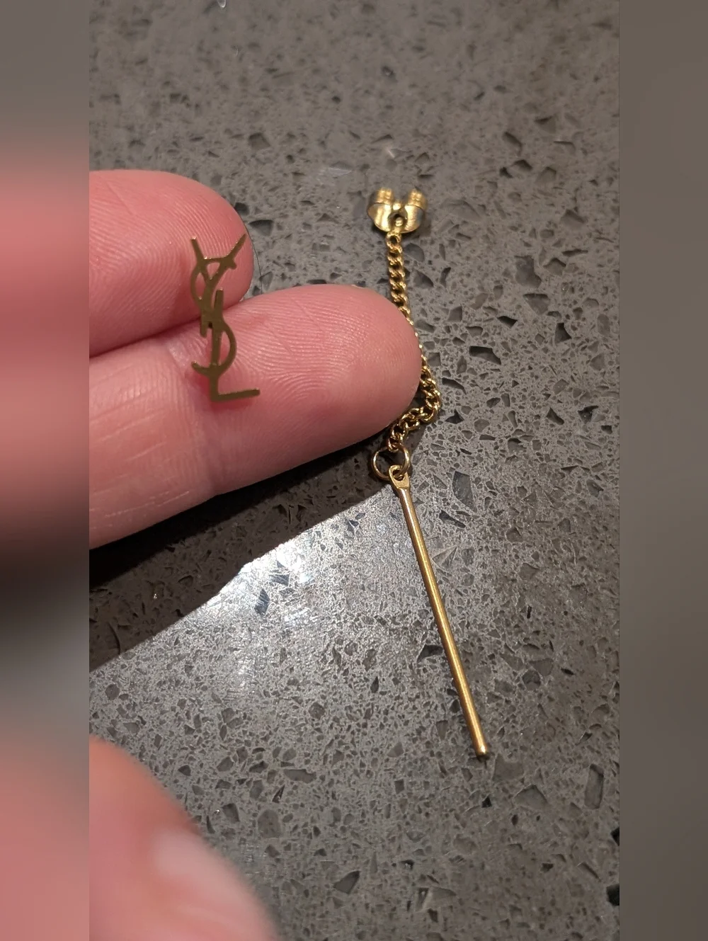 Saint Laurent Gold YSL Logo Drop Earrings - Picture 6 of 8
